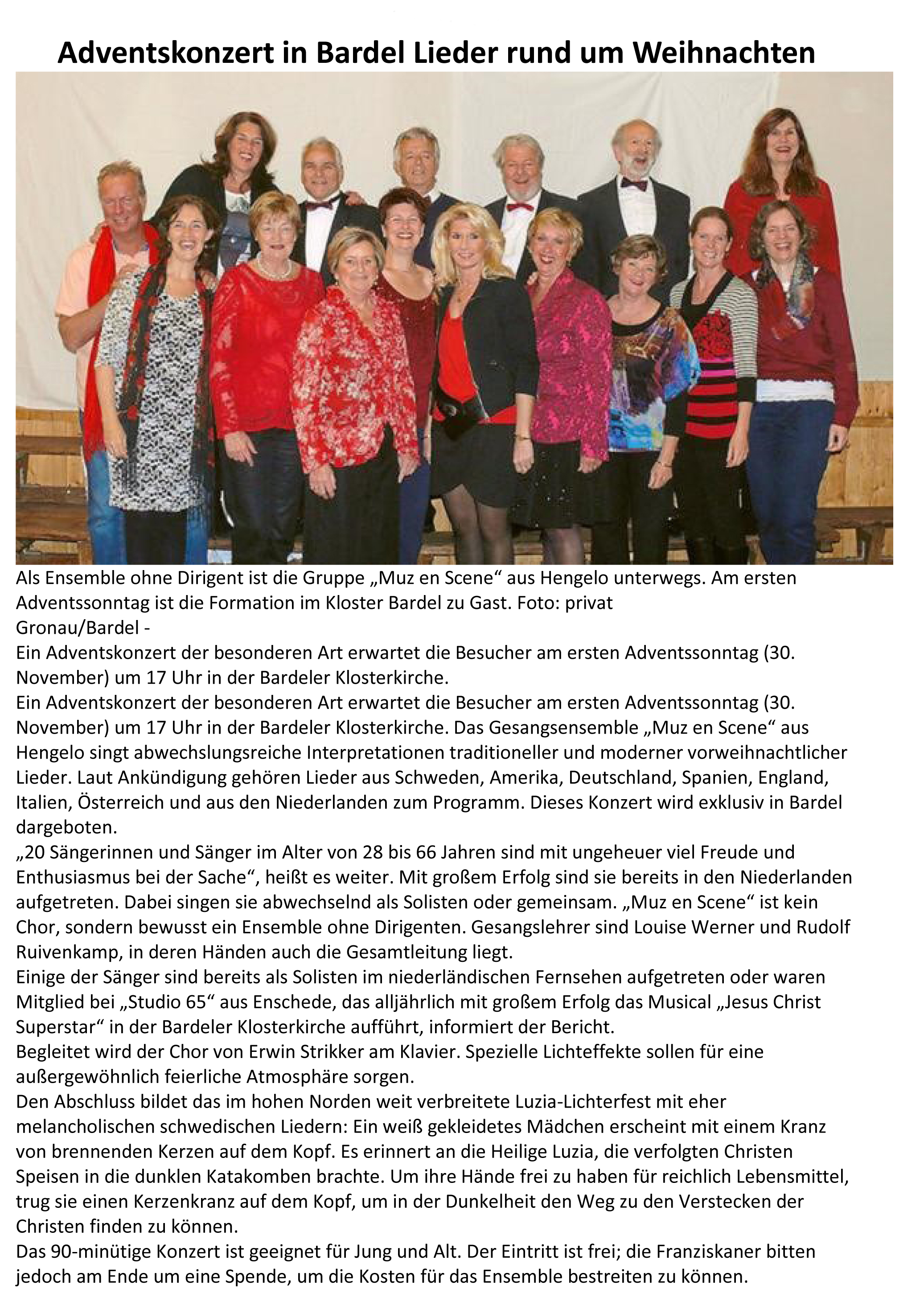 Adventskonzert in Bardel mod 2014